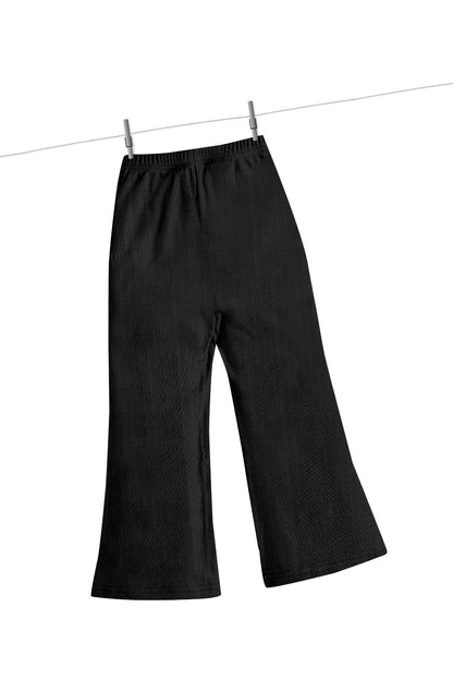 Women Cotton Blend Crop Top Palazzo Set(Black)