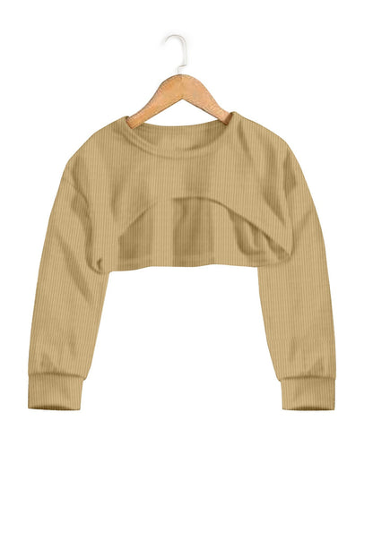 Women Cotton Blend Crop Top Palazzo Set(Khaki)